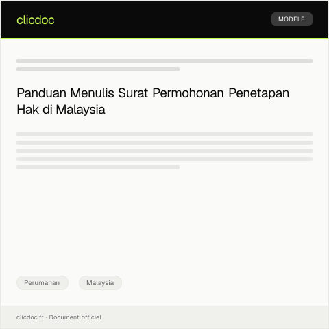 Document preview: Surat Rasmi Permohonan Penetapan Hak — Perumahan, Malaysia