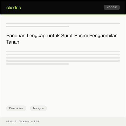 Document preview: Surat Rasmi Permohonan Pengambilan Tanah — Perumahan, Malaysia