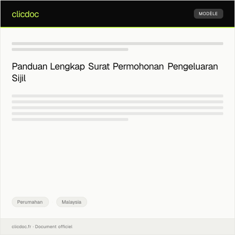 Document preview: Surat Rasmi Permohonan Pengeluaran Sijil — Perumahan, Malaysia