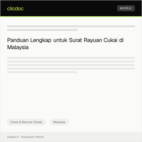 Document preview: Surat Rayuan Cukai — Cukai & Bantuan Sosial, Malaysia