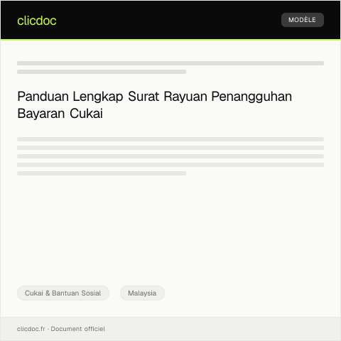 Document preview: Surat Rayuan Penangguhan Bayaran Cukai — Cukai & Bantuan Sosial, Malaysia