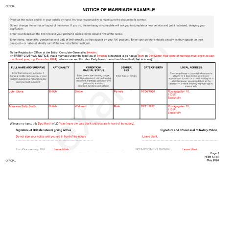 Document preview: Sweden: certificate of no impediment application documents — Foreign, Commonwealth & Development Office, United Kingdom