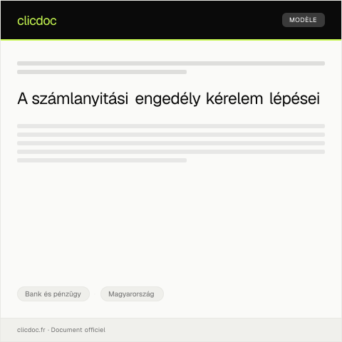 Document preview: Számlanyitási engedély kérelme elektronikus úton — Bank és pénzügy, Magyarország