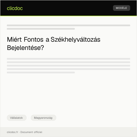 Document preview: Székhelyváltozás bejelentése — Vállalatok, Magyarország