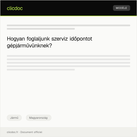 Document preview: Szerviz idősáv foglalása — Jármű, Magyarország