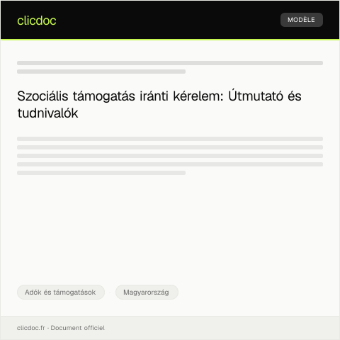 Document preview: Szociális támogatás iránti kérelmű — Adók és támogatások, Magyarország