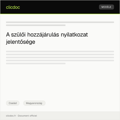 Document preview: Szülői hozzájárulás nyilatkozat — Család, Magyarország