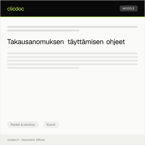 Document preview: Takausanomus — Pankki & rahoitus, Suomi