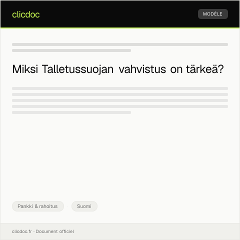 Document preview: Talletussuojan vahvistus — Pankki & rahoitus, Suomi