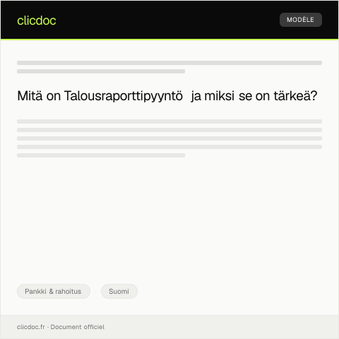Document preview: Talousraporttipyyntö — Pankki & rahoitus, Suomi