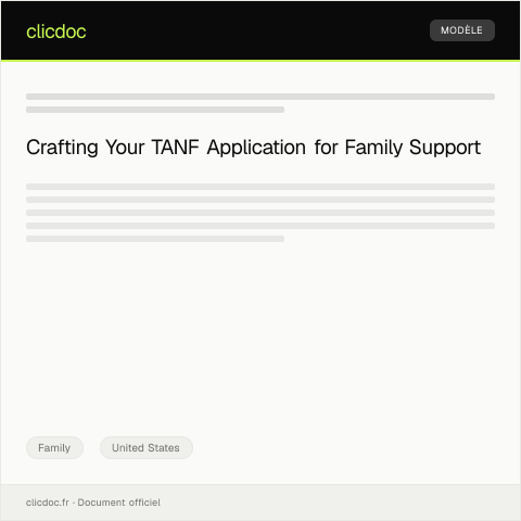 Document preview: Application for Temporary Assistance for Needy Families (TANF) — Family, United States