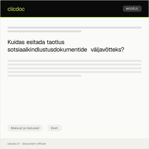 Document preview: Taotlus digitaalseteks sotsiaalkindlustusdokumendide väljavõteteks — Maksud ja toetused, Eesti