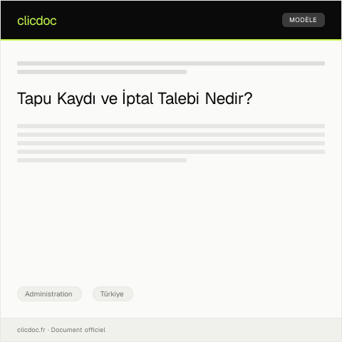 Document preview: Tapu kaydı ve iptal talebi — Administration, Türkiye