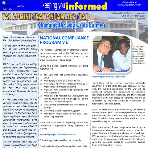 Document preview: Tax Administration Jamaica - Keeping You Informed - July 2014 — Document, Jamaica (CERFA n°july2014)