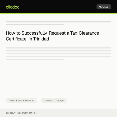 Document preview: Tax Clearance Certificate — Taxes & social benefits, Trinidad & Tobago