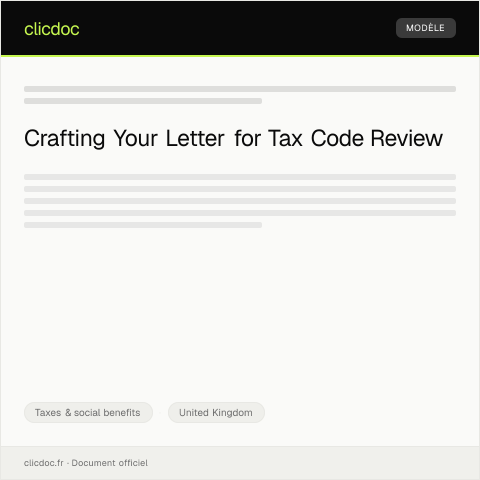 Document preview: Letter of Request for Tax Code Review — Taxes & social benefits, United Kingdom