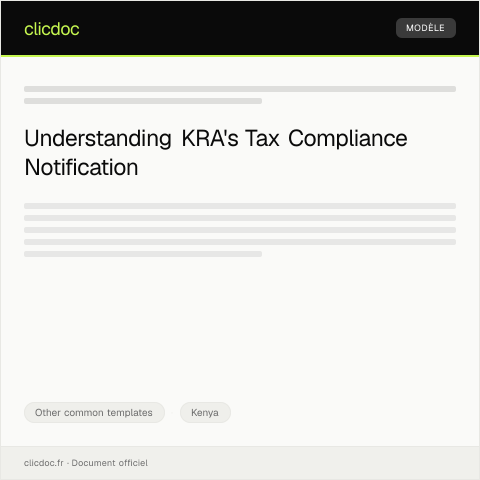 Document preview: Notification for Compliance with Tax Regulations under KRA — Other common templates, Kenya