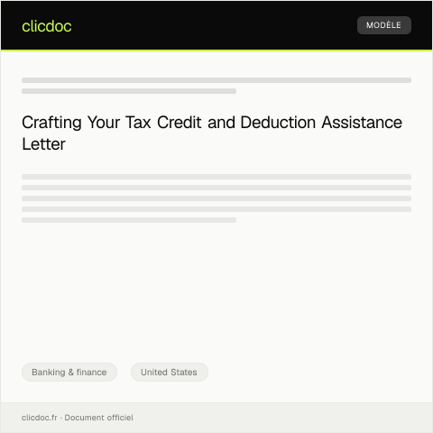 Document preview: Tax Credit and Deduction Assistance — Banking & finance, United States