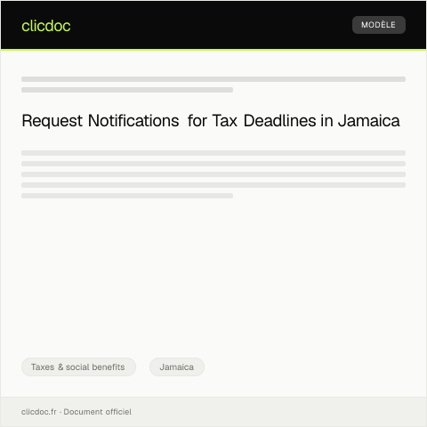 Document preview: Receive notifications for tax deadlines via email or SMS — Taxes & social benefits, Jamaica
