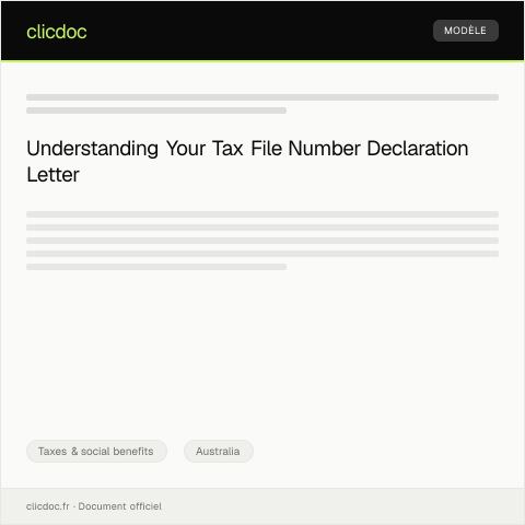 Document preview: Tax file number declaration — Taxes & social benefits, Australia