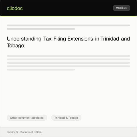 Document preview: Application for Tax Filing Extension — Other common templates, Trinidad & Tobago