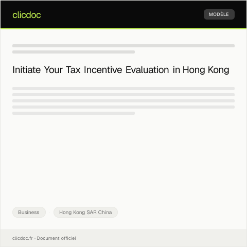 Document preview: Request for Tax Incentive Evaluation / 稅務優惠評估申請 — Business, Hong Kong SAR China