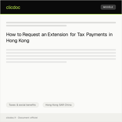 Document preview: Request for Tax Payment Extension / 稅款支付延期 — Taxes & social benefits, Hong Kong SAR China