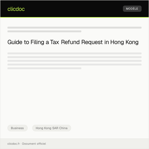 Document preview: Request for Tax Refund / 稅款退還申請 — Business, Hong Kong SAR China