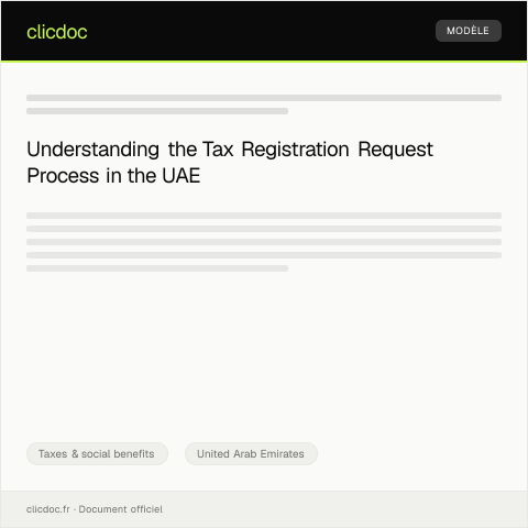 Document preview: Letter of Request for Tax Registration — Taxes & social benefits, United Arab Emirates
