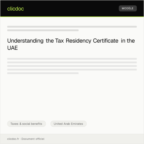 Document preview: Tax Residency Certificate Request from Federal Tax Authority — Taxes & social benefits, United Arab Emirates