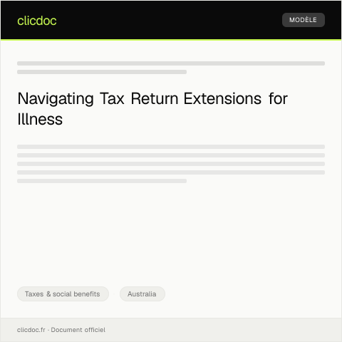 Document preview: Request for Tax Return Extension Due to Illness — Taxes & social benefits, Australia