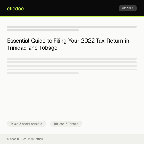 Document preview: Tax Return Filing Guide (Due 30 April) - Fiscal Year 2022 — Taxes & social benefits, Trinidad & Tobago