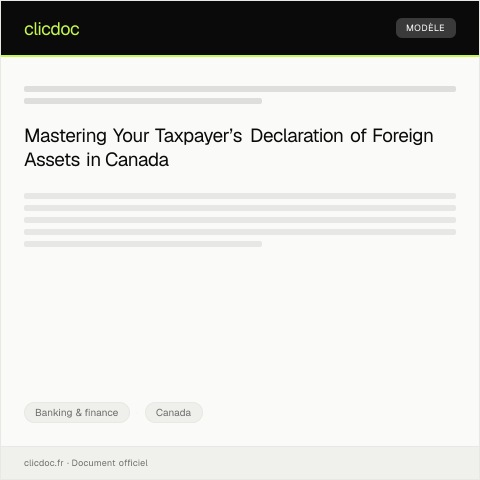 Document preview: Taxpayer’s declaration of foreign assets - Déclaration des avoirs étrangers — Banking & finance, Canada
