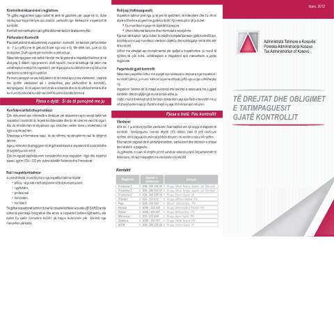 Document preview: Të drejtat dhe obligimet e tatimpaguesit gjatë kontrollit — Fletepalosje, Kosovë