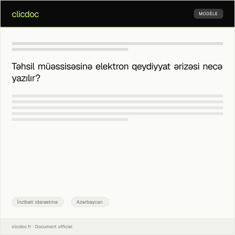 Document preview: Təhsil müəssisəsinə elektron qeydiyyat üçün ərizə — İnzibati idarəetmə, Azərbaycan