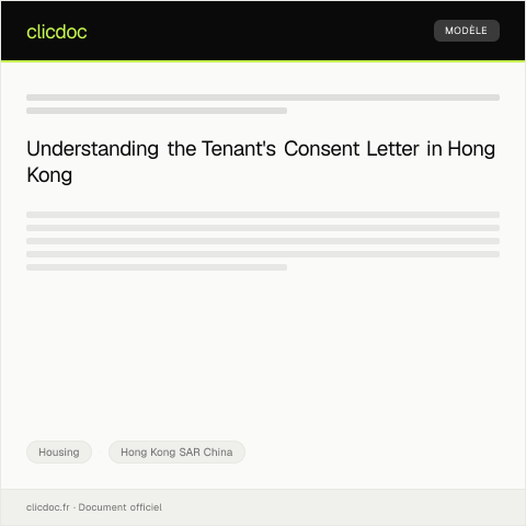 Document preview: Tenant's Consent Letter租客同意書 — Housing, Hong Kong SAR China