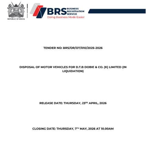 Document preview: TENDER DOCUMENT FOR DISPOSAL OF MOTOR VEHICLES FOR DTB DOBBIE — Document, Kenya (CERFA n°TENDER-DOCUMENT-FOR-DISPOSAL-OF-MOTOR-VEHICLES-FOR-DTB-DOBBIE)