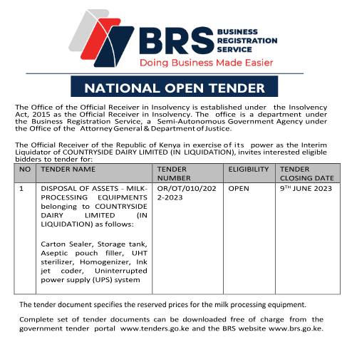 Document preview: Tender Notice-COUNTRYSIDE DAIRY LIMITED(5) — Document, Kenya (CERFA n°Tender-Notice-COUNTRYSIDE-DAIRY-LIMITED5)