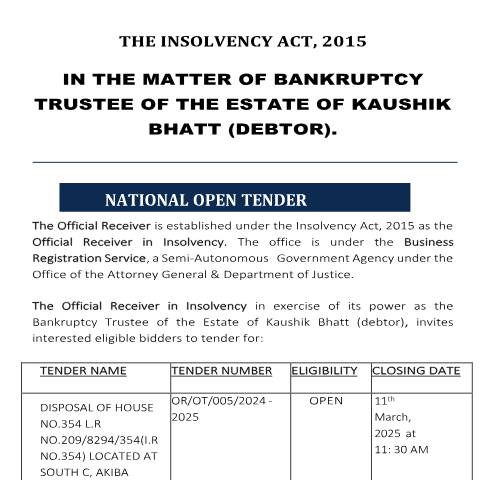 Document preview: TENDER NOTICE-HOUSE NO.354 — Document, Kenya (CERFA n°TENDER-NOTICE-HOUSE-NO.354)