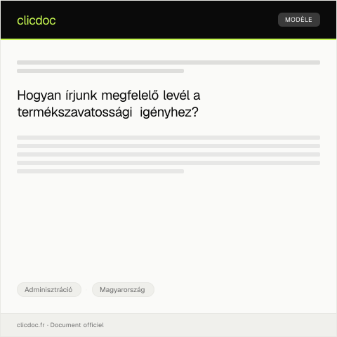 Document preview: Termékszavatossági igény érvényesítése — Adminisztráció, Magyarország