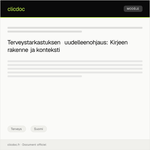Document preview: Terveystarkastuksen uudelleenohjaus — Terveys, Suomi
