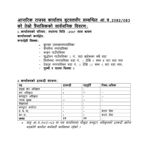 Document preview: तेस्रो त्रैंमासिकको सार्वजनिक विवरण — tax_general, नेपाल (CERFA n°स्वत प्रकाशन २०८२ माघ चैत्र pdf dpjutwz)