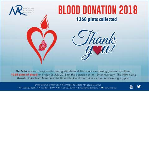Document preview: Thank You Blood Donors (06.07.18) — Document, Mauritius (CERFA n°ThankYouBlooodDonors2018)