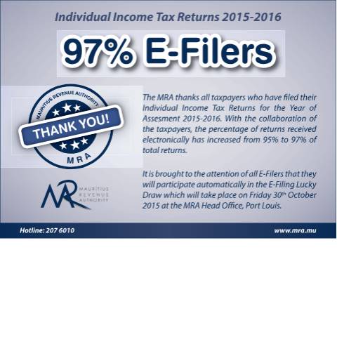 Document preview: Thank You E-Filers 2015-2016 (17.10.15) — Document, Mauritius (CERFA n°ThankyouE-Filers171015)