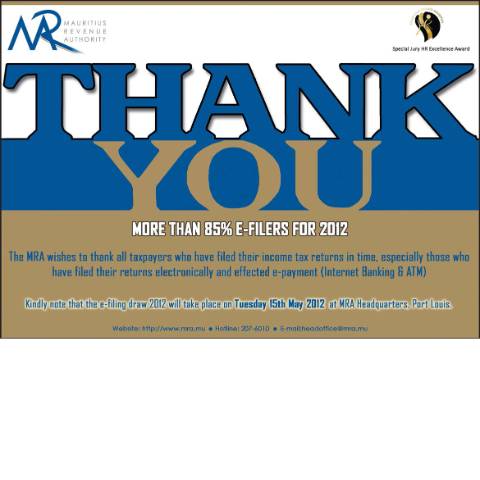 Document preview: Thank you to Efilers 2012 (24.04.2012) — Document, Mauritius (CERFA n°ThankYou2012Efiling)