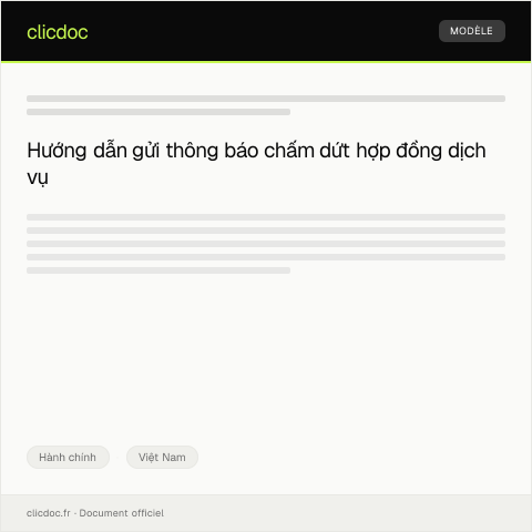 Document preview: Thông báo chấm dứt hợp đồng dịch vụ — Hành chính, Việt Nam