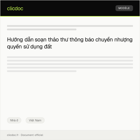 Document preview: Thông báo về việc chuyển nhượng quyền sử dụng đất — Nhà ở, Việt Nam