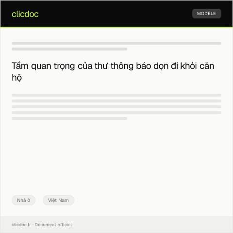 Document preview: Thông báo về việc dọn đi khỏi căn hộ — Nhà ở, Việt Nam