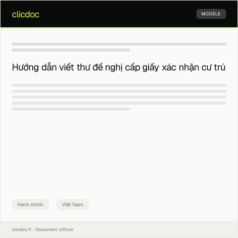 Document preview: Thư đề nghị cấp giấy xác nhận cư trú — Hành chính, Việt Nam
