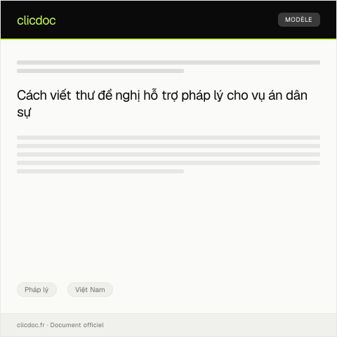 Document preview: Thư đề nghị hỗ trợ pháp lý cho vụ án dân sự — Pháp lý, Việt Nam